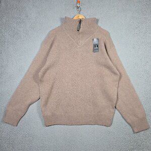 Vintage Equinox Sweater Mens Size XL Brown Shetland Wool high‎ Neck 1/4 Zip NWT